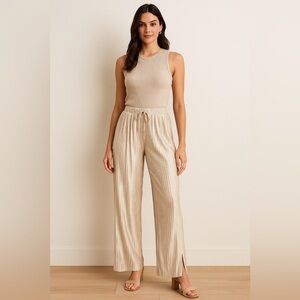 NWT Dress Forum Beige Pleated Pants